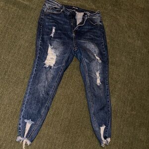 Distressed Blue Jeans